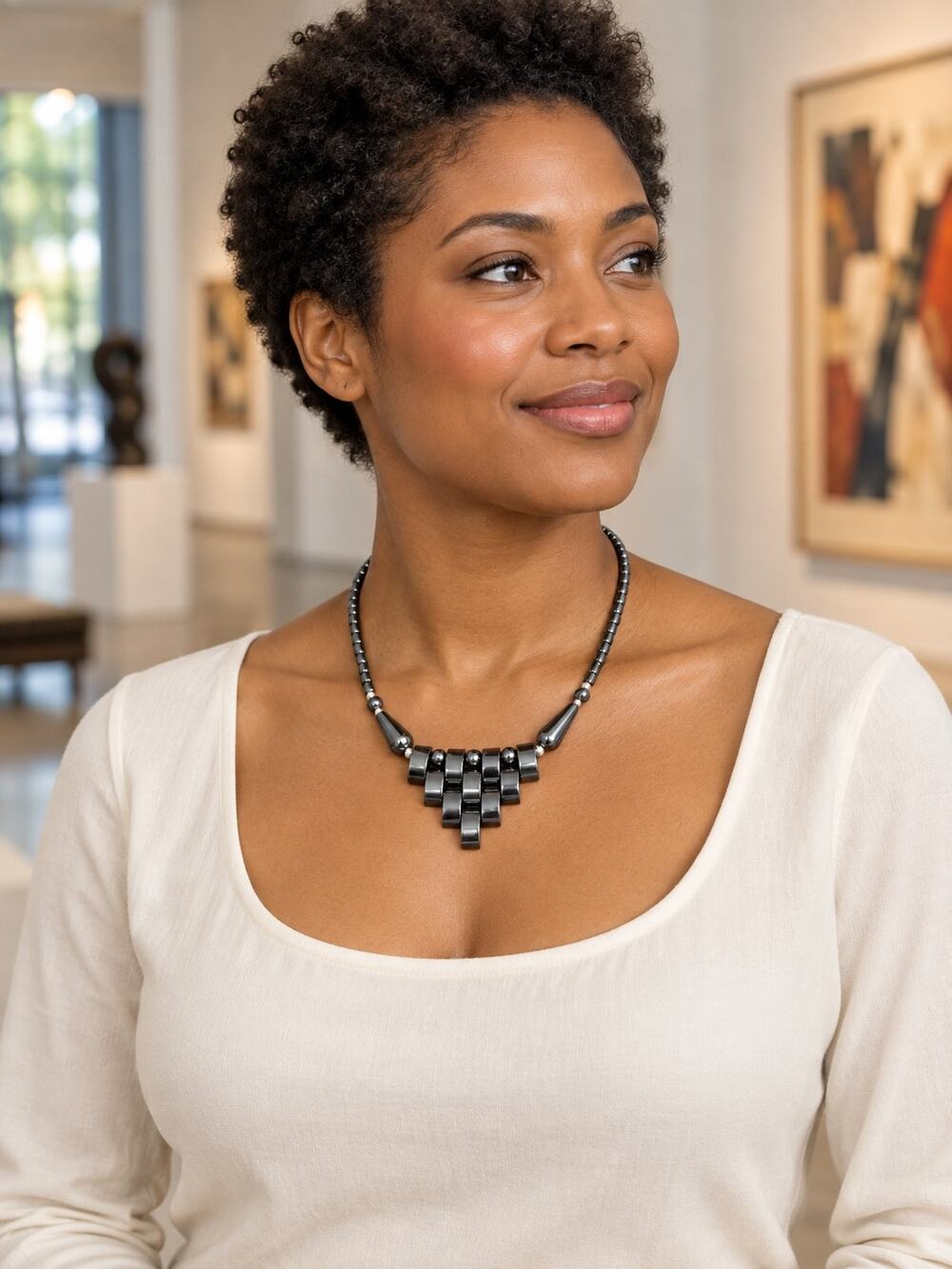 Gunmetal Gray Hematite Beaded Necklace